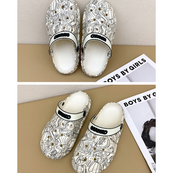 Unisex trädgårdsträskor skor kvinnor män sommar slide på sandaler-vit(38/39 EU)