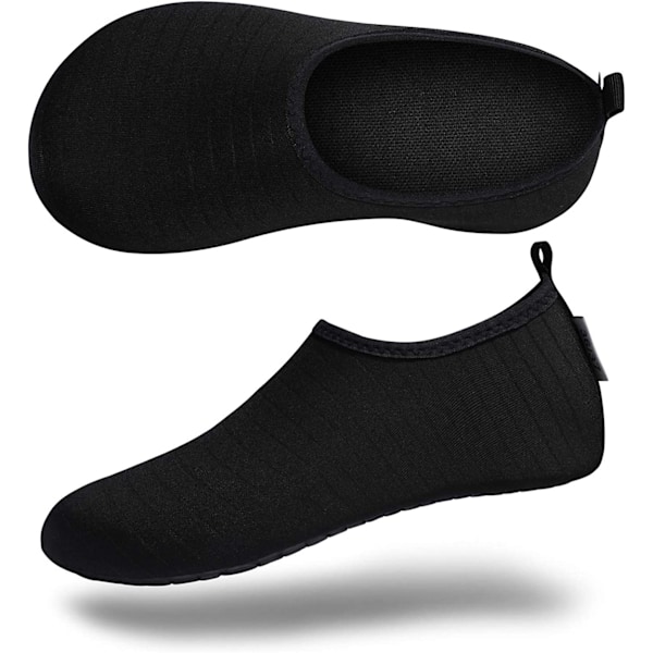AVEKI Vandsportssko Barfodet Hurtigtørrende Aqua Yogasokker Slip-on til Mænd Kvinder, Sort, Størrelse: 44-45