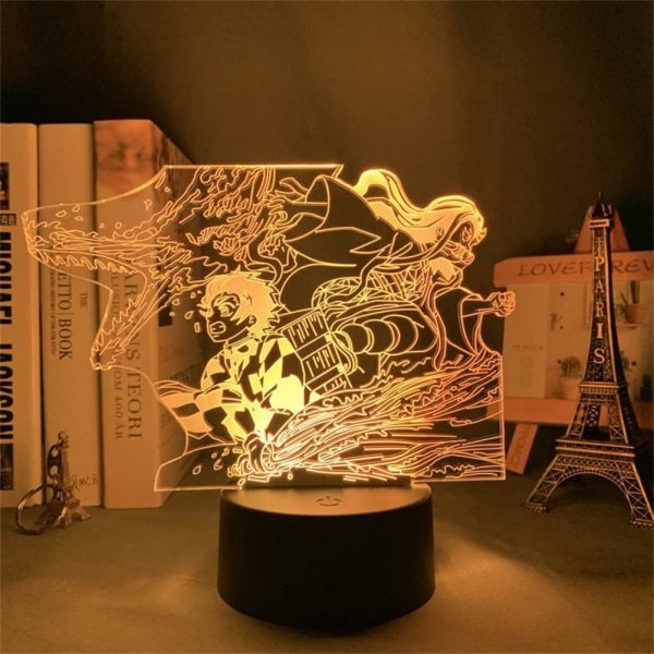 Anime LED-lampa Tanjirou Kamado Nezuko 3D Illusion Nattlampa 7 Färger Touch/Fjärrkontroll 16 Färger Ändrar Barnrum Dekor Belysning