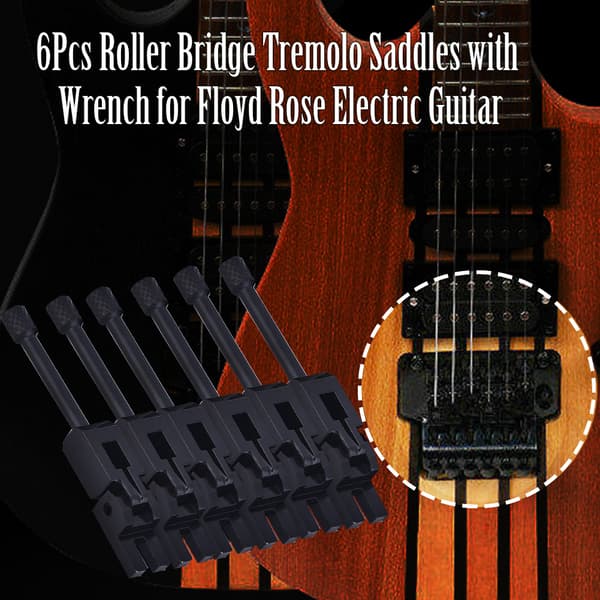 6 st Tremolo Bridge Saddles Ersättning Del för Elgitarr (Svart)