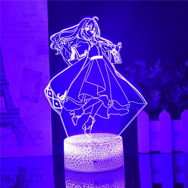 3D Vandrande Häxa Illusionslampor Anime Light Novel Resan av Elaina Lampor Fjärrkontroll/Touch LED Nattlampor (Lava Bas)
