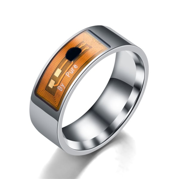 Modepopulär NFC-mobiltagg smart ring rostfritt stål 8 mm bred smart bärbar ring smart ring parring (färg dubbla chip, 13), 2st
