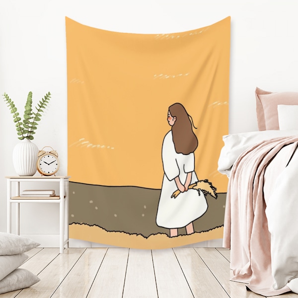 Wekity flicka par små fräsch gobeläng Estetisk konst Hembakgrund Tyg dekoration present (LY014, 59 X 79 tum)