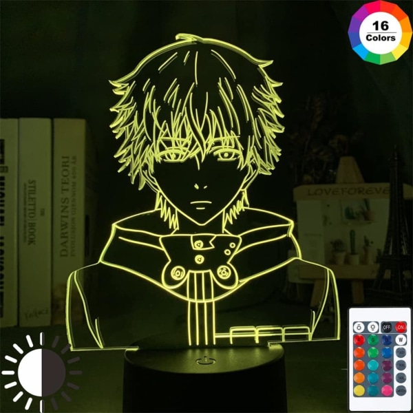 7/16 färger Fjärrkontroll Touch Switch USB Anime Light Ken Kaneki 3D Illusion LED Nattlampa för Hem Inredning Bordslampa
