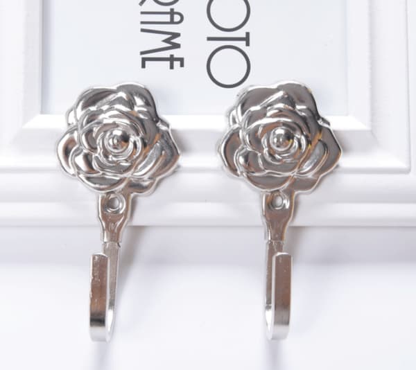 4 STK Gardin Kroge Holdbacks Tieback Rose Mønster (Sølv)
