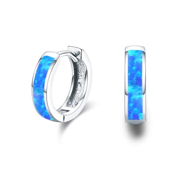 Opal Hinged Hoop Earrings Gold Plated Hypoallergenic Small Hoop Earrings for Women  Girls Men  --- Blue