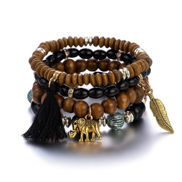 1 kpl Baoqin Boho Helmi Rannekorut Naisille - Charm Stackable Monikerroksiset Rannekorut Lahja Naisille Tytöille Miehille