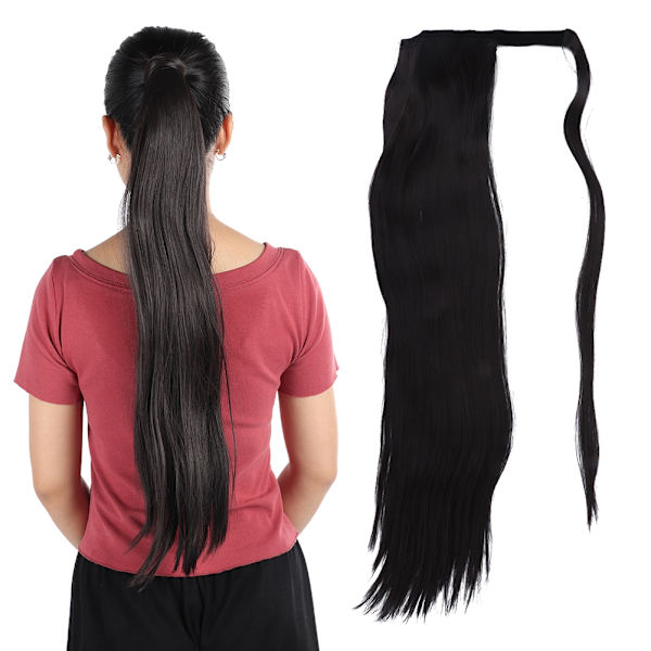 Rak rak runt hårförlängning hästsvans peruk klämma i hästsvans falskt hårstycke styling 01#