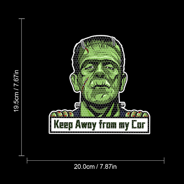 (2-pack) Halloween-bilsdekaler personliga dekorativa kristallfärgade gitterreflekterande varningsetiketter (Frankenstein)