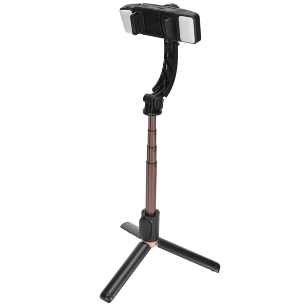 Q08d Bluetooth Selfie Stick Stativ LED Dobbel Fylllys Trådløs Multifunksjonell Selfie Stick med Fjernkontroll for Android