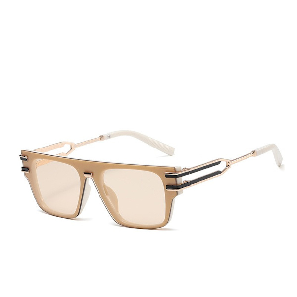 Retro Oversized Flat Top Square Solbriller Enkelt Stykke Rammeløse Store Skjold Shades Stilig Kvinner Menn