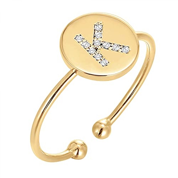 AVEKI  Forgyldt Initial Ring Stakbare Ringe til Kvinder  Moderinge-----K