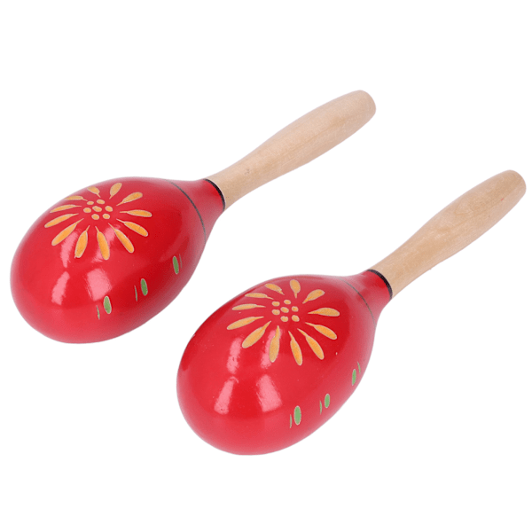 2 stk. Maracas Rød Udskåret Træ Sandbold Percussion Instrument Tidlig Barndom Undervisningshjælpemidler til Fester Karnevaler