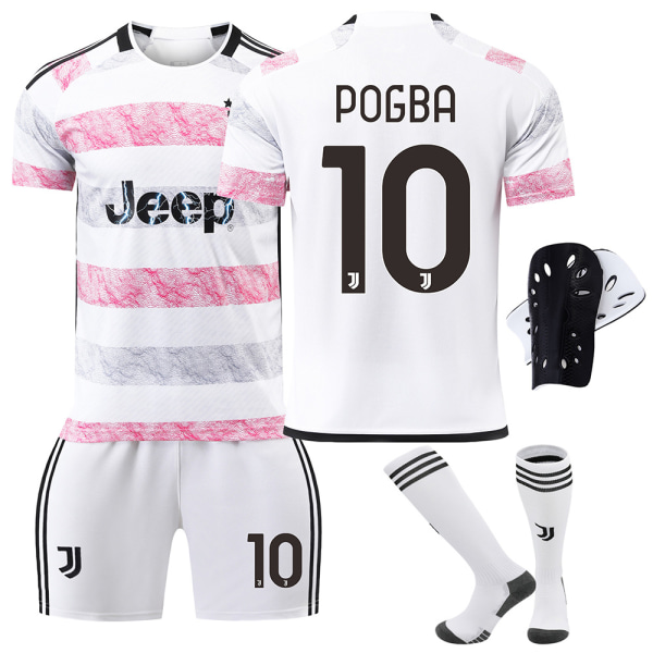 23/24 Juventus borta fotbollströja barnset med strumpor och skyddsutrustning No.10 POGBA Children's size24