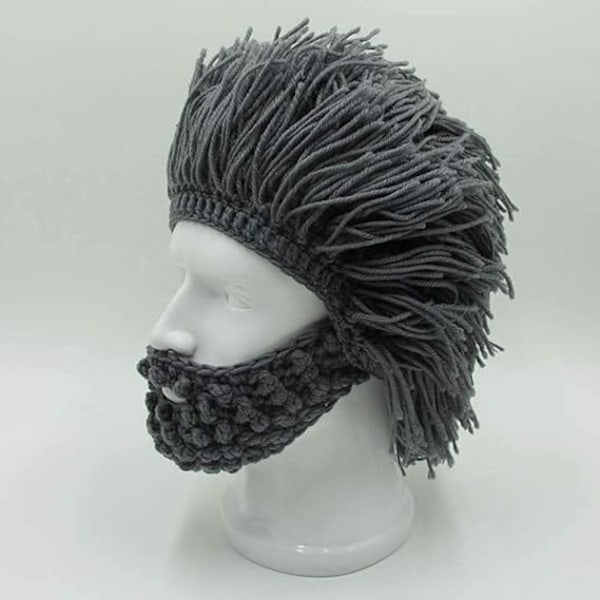 Peruk Skägg Hattar Handgjorda Stickade Varma Vintermössor Skid Rolig Mask Beanie för Män Kvinnor,A