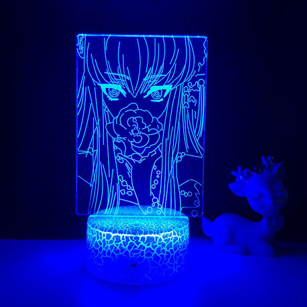 WJ Anime 3D Lampe Code Geass til soveværelsesindretning Natlys Fødselsdagsgave Manga Code Geass Led Natlys Sengekant