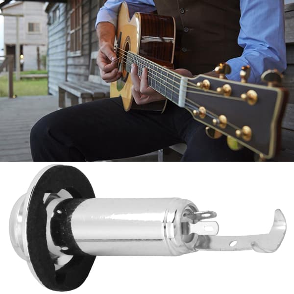 Kobber gevind stereo output jack tilbehør til elguitar (sølv)