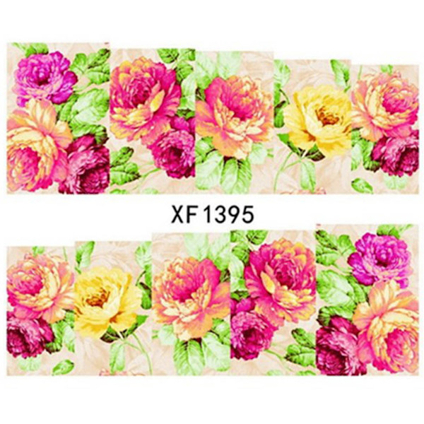 Manikyr Full Stickers Blommönster Nagelkonst Dekoration Salong DIY Nagelspetsar Dekal XF1395