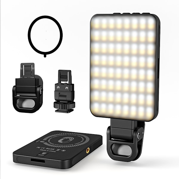 Magnetisk Selfie Lampa, LED Fyllningsljus Kompatibel med Magsafe, iPhone, Android, iPad, Laptop, för Selfies/Fotografering/TikTok/Zoom Ca black