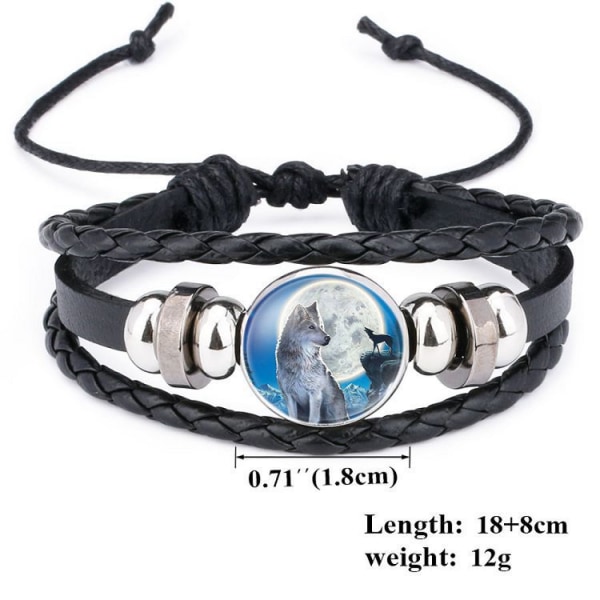 Justerbart Wolf Braided Leather Armband - Söta armband för kvinnor, The Pretty Gifts for Women, 12011414