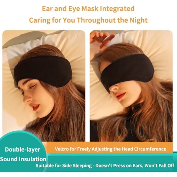 2-i-1 Søvnmaske og Ørevarmere, Unisex. En Nødvendighed til Din Lange Rejse og God Søvn. (Grå)