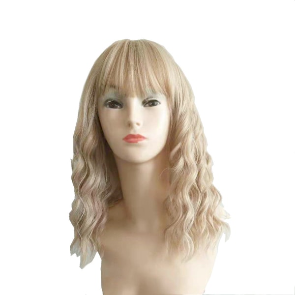 Blond peruk Korta boboperuker Lös våg med luftsmäll Skulderlängd Kort peruk för kvinnor Curly Vågig Syntetisk Cosplayperuk