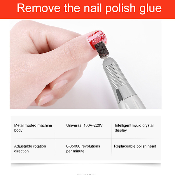 35000RPM Bärbar Elektrisk Nagelborrmaskin Nagelborr Manikyrverktygssats