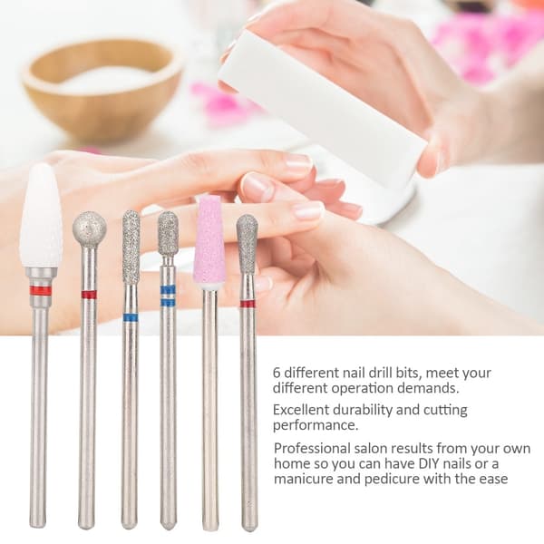 6 stk. rustfrit stål negleboremaskiner polering manicure pedicure maskine tilbehør 01#