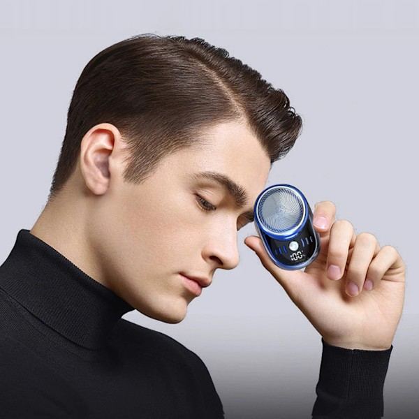 Mini Elektrisk Rejsebarbermaskine til Mænd USB-opladning Skægtrimmer til Ansigt med Digitalt Display Genopladelig Barbermaskine Vaskbar Bil Hjemme Barbermaskine black