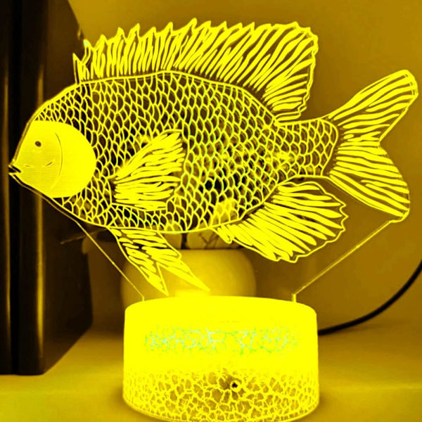 WJ 3D fisk nattlampa bord skrivbord optisk illusion lampor 7 färger växlande lampor LED bordslampa jul hem kärlek födelsedag barn barn dekor leksak present