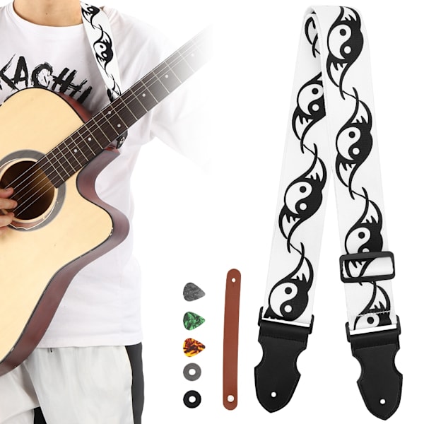 Gitarrem stropp Universal 3 stk Celluloid plekter 2 stk Anti-skli pute Gitarhodeband (Tai Chi)