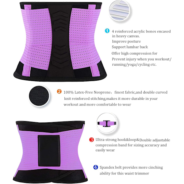 Midjetrenerbelte for kvinner - Midjetrener Trimmer - Slankende Body Shaper Belte - Sport Girdles Belte (UP Graded) S purple