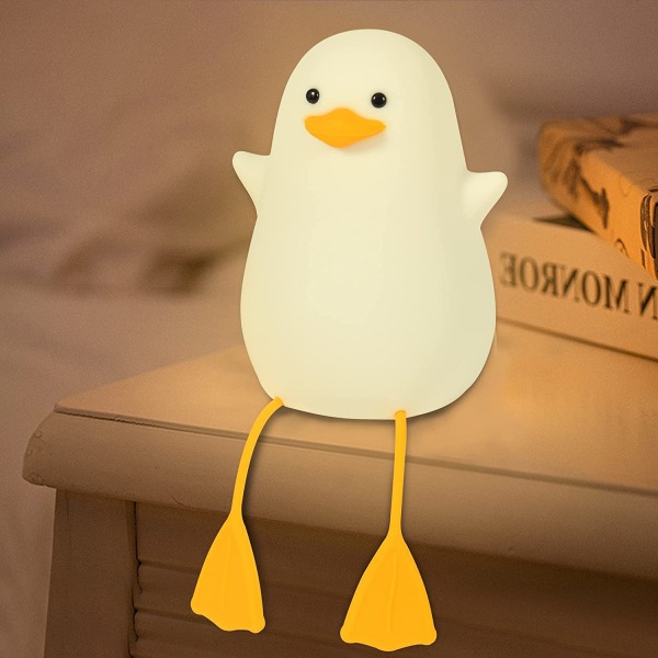 Duck Night Light for Kids, Cute Seagull Silicone Bedside Lamp for Nursery, ABS+SIL, Touch Control, Portable and Rechargeable Dimma