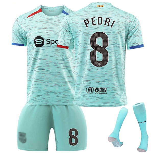 Herr/Barn 2024 Ny Fotboll Aktivkläder FCB #27 PEDRI Fotbollströjor Mode Sport T-shirt Grön L No.8