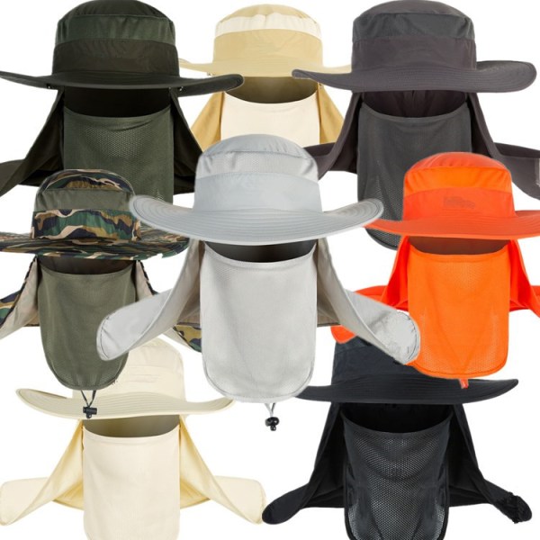 Cap fiskehatt,UPF 50+ Solskydd Cap Avtagbar hals- och cover för man kvinnor (läderrosa)