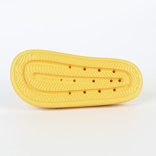 Kuddslippers för kvinnor och män Molnslippers halkfria snabbtorkande badrum duschslippers, öppna tår mjuka tjocka tofflor（Gul）