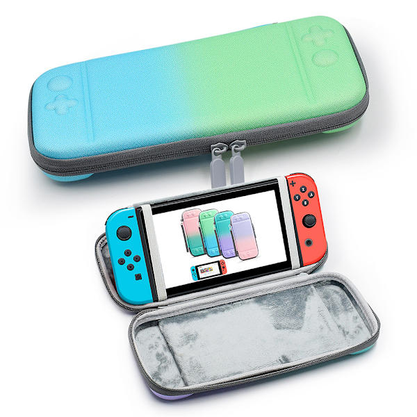 Nintendo Switch/Switch Lite Gradient Förvaringsväska Bärväska Med Bärbar NS-tillbehör Med Fäste (Blå Grön)