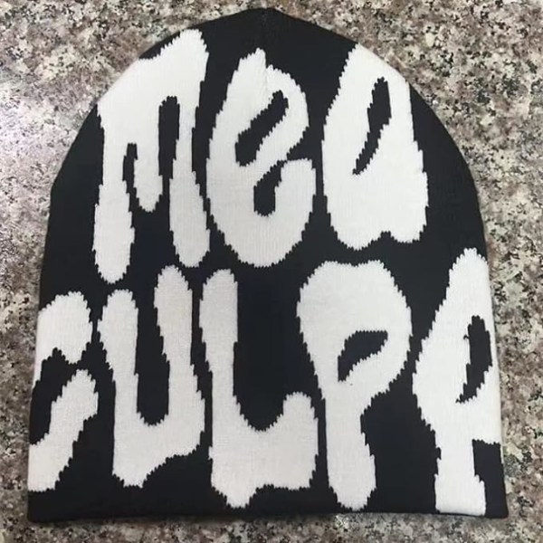 Dam Beanie Bonnet Y2k Beanies Dammössa Vinter för Dammössor Tillbehör black white