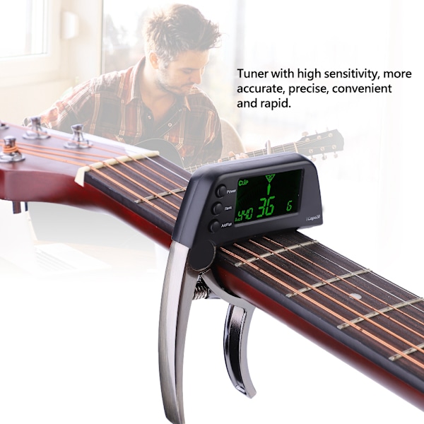 Meideal 2 i 1 TCapo20 Capo Tuner med LCD for Gitar Bass(Kobberfarge)