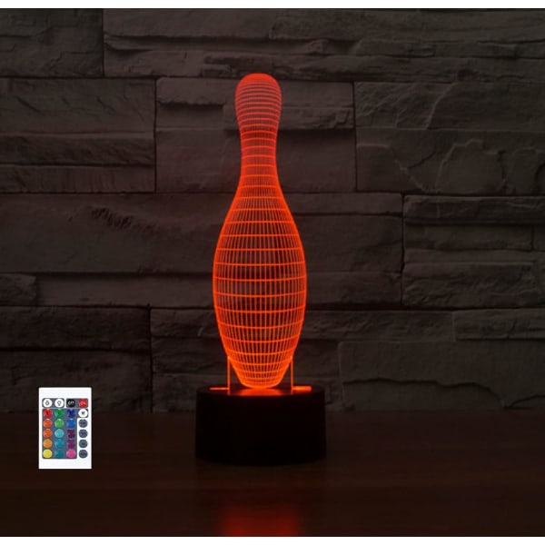 WJ 3D Bowling fjernbetjening 16 farver natlys illusion akryl LED bordlampe sengelampe til børn soveværelse skrivebord dekoration fødselsdag gaver legetøj til børn