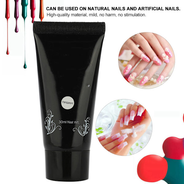 30ml Smärtfri Snabb Nagel Extensions Gel Pappersfri Manikyr UV Gel Tillbehör Transparent