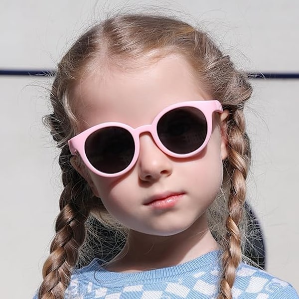 Lasten aurinkolasit 2-4/3-5 vuotiaille: Polarisoivat aurinkolasit pojille/tytöille, 2 kpl, UV 400 -suoja lasten laseissa pink