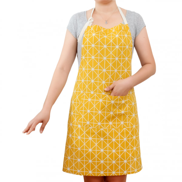 Cotton Apron Kitchen Home Cleaning Protective Clothing Men and Women Cooking Apron Baking Cooking Gardening Apron - Yellow