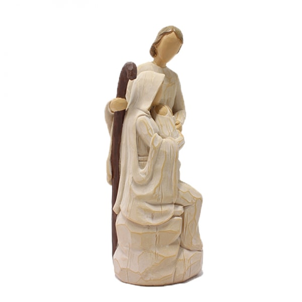 Holy Family Staty Bordsskiva statyett, katolska stora statyer Hemdekorationer med Maria, Josef och Baby , religiös juldekoration