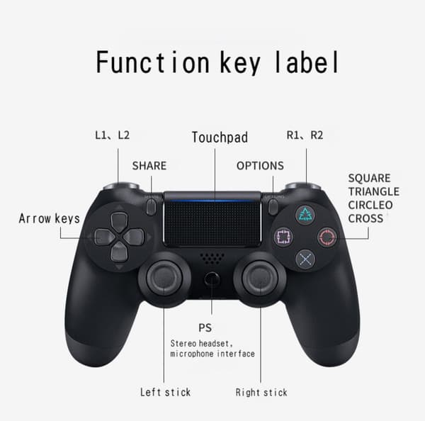 PS4-kontroll med berøringsskjerm, seks-akset vibrasjon, Bluetooth-tilkobling