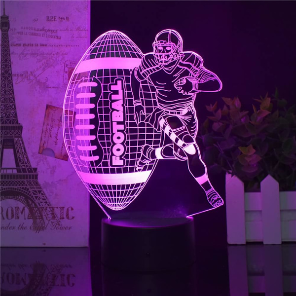 Rugby VS Athletel Figur 3D Lampe Illusion Natlampe RGB USB Lampe Fjernbetjening/touch LED Lampe Børns Soveværelse Bordlampe Velegnet til Fødselsdag