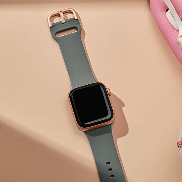 Apple watch mjuk silikon Sportarmbandsersättningsrem, lämplig för hela serien av Iwatch (Olive Green 38/40/41mm)
