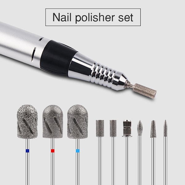 Sähköinen kynsilakan hiomakone, kynsien porauskärki, kynä, USB-lataus, pedikyyri, manikyyri