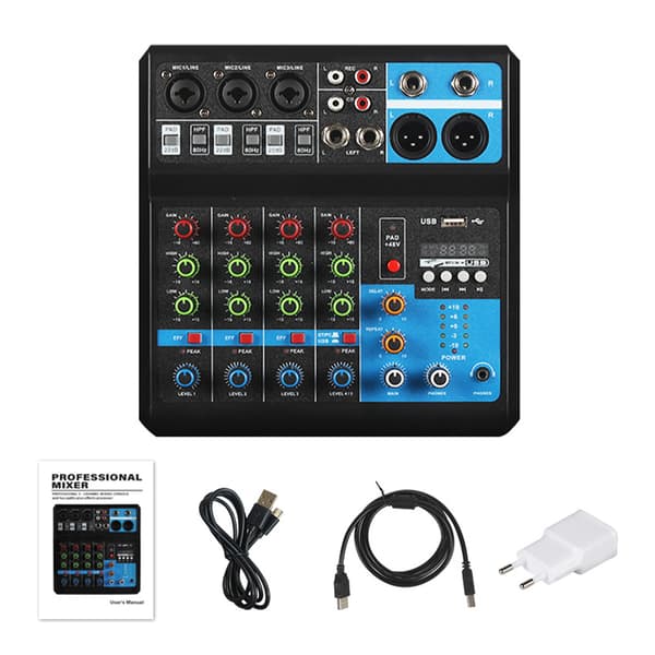 Lydmiksestation Lille 5 Vejs Live Optagelse DJ Lydkort Konsol Mixer USB Bluetooth Digital Effektor EU Stik