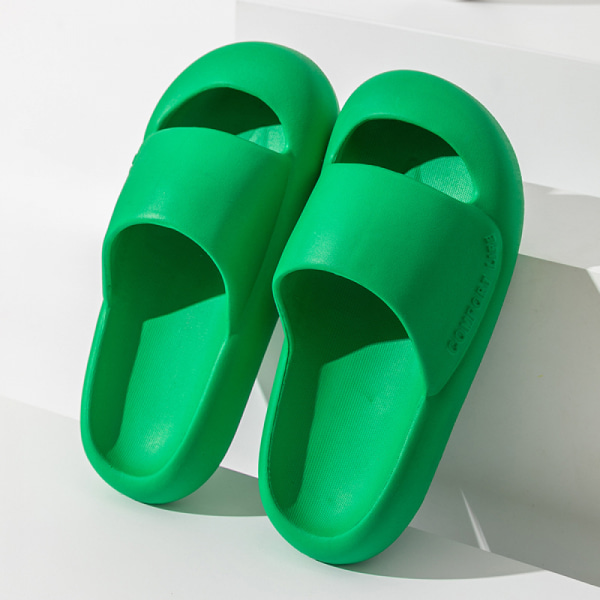 Ultramjuka tofflor Badrum Halkfria skor med tjock sula Snabbtorkande plattform duschhem för kvinnor-Grön(36-37)